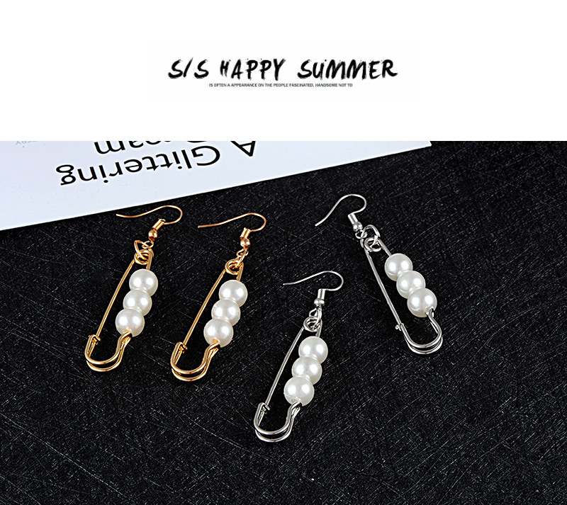 Fashion Gold Color Pin Shape Decorated Earrings,Drop Earrings