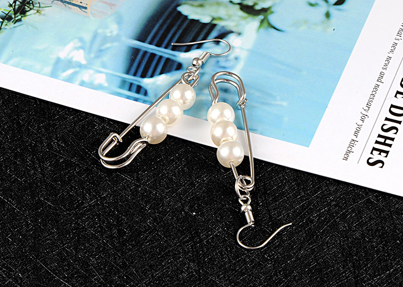 Fashion Silver Color Pin Shape Decorated Earrings,Drop Earrings