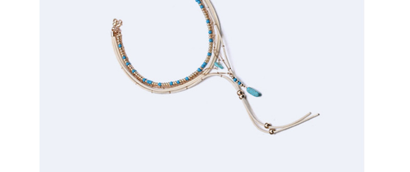 Fashion Gold Color+blue Pure Color Decorated Necklace,Pendants