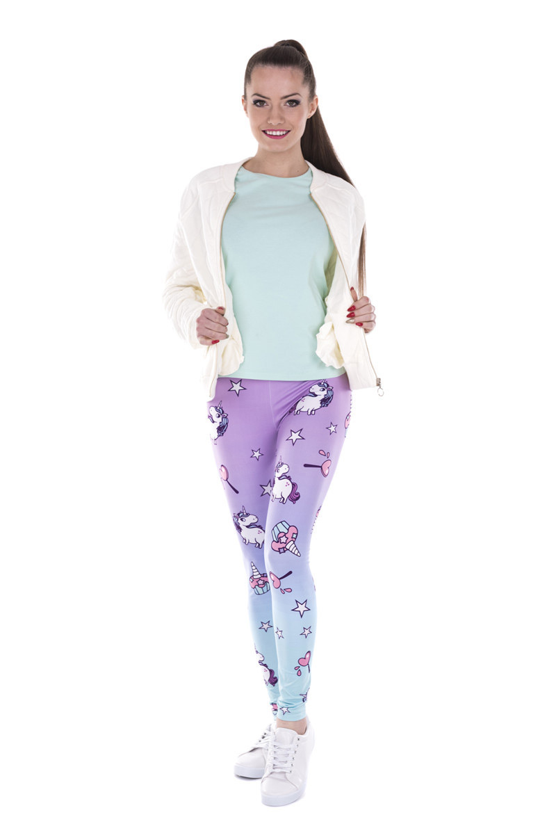Fashion Purple Unicorn Pattern Decorated Trousers,Pants