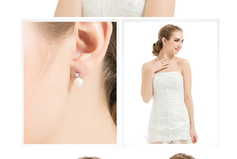 Fashion White Round Shape Decorated Earrings,Stud Earrings