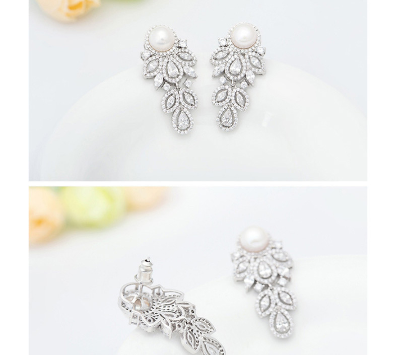 Fashion White Water Drop Shape Decorated Earrings,Stud Earrings
