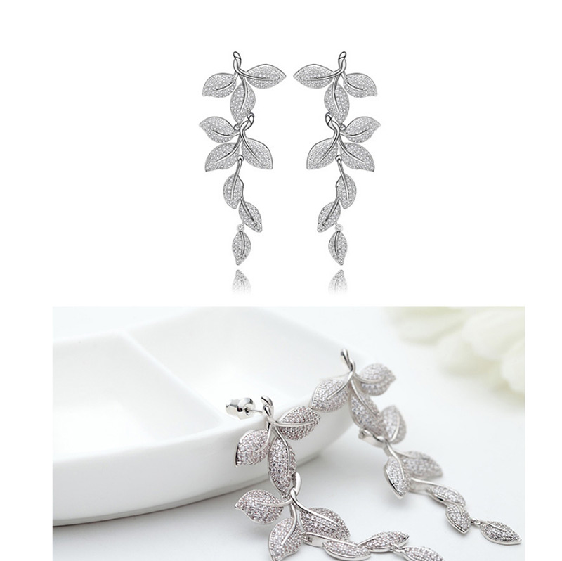 Fashion White Leaf Shape Decorated Earrings,Drop Earrings