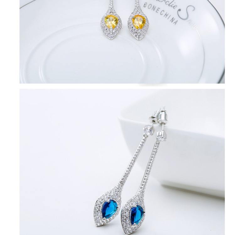 Fashion Blue Water Drop Shape Decorated Earrings,Drop Earrings