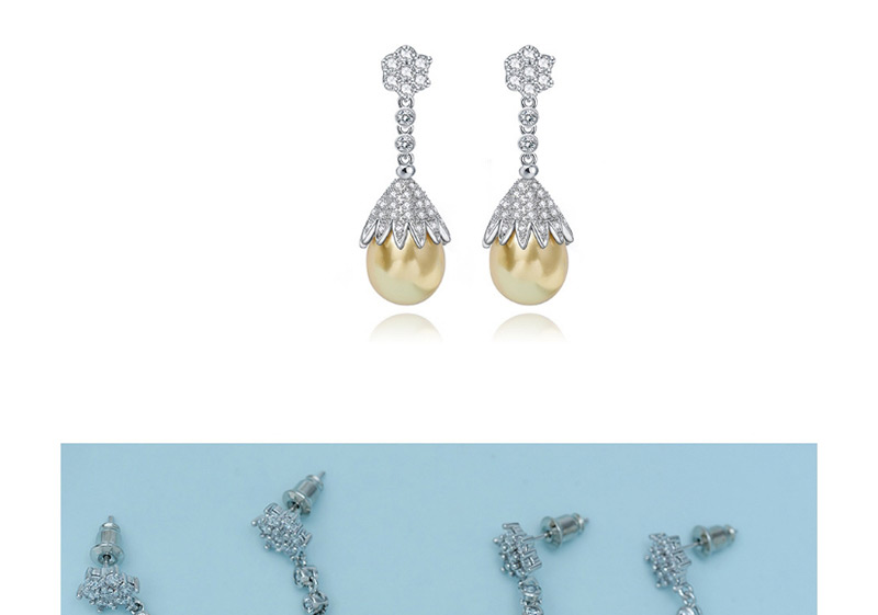Fashion Gray Water Drop Shape Decorated Earrings,Stud Earrings