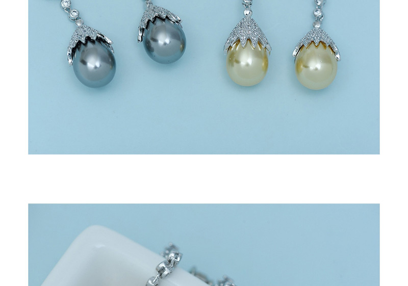 Fashion Gray Water Drop Shape Decorated Earrings,Stud Earrings