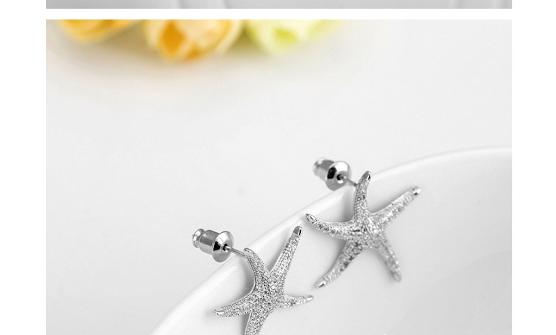 Fashion White Star Shape Decorated Earrings,Stud Earrings