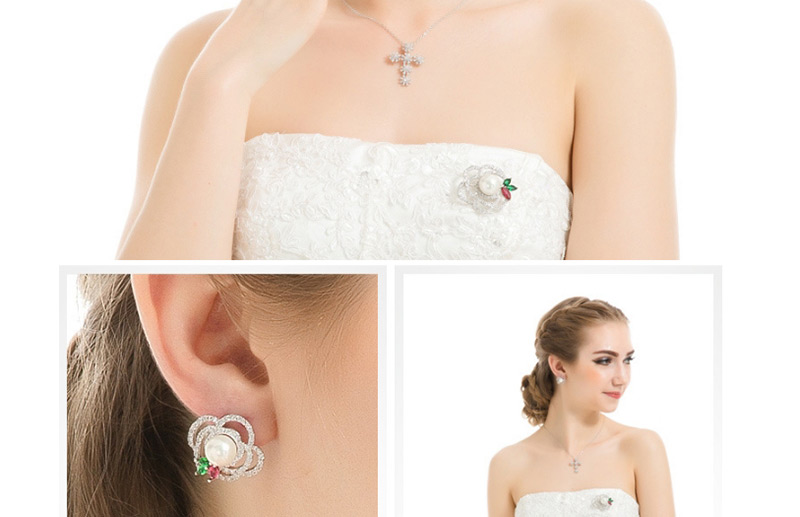 Fashion Silver Color Flower Shape Decorated Earrings,Stud Earrings