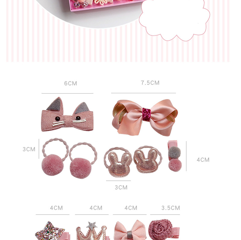 Fashion Pink Flower&bowknot Shape Decorated Baby Hair Clip (18 Pcs ),Kids Accessories