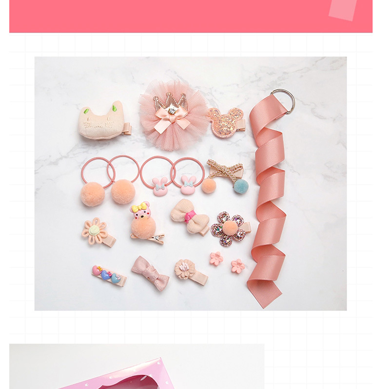 Fashion Light Pink Flower&bowknot Shape Decorated Baby Hair Clip (18 Pcs ),Kids Accessories