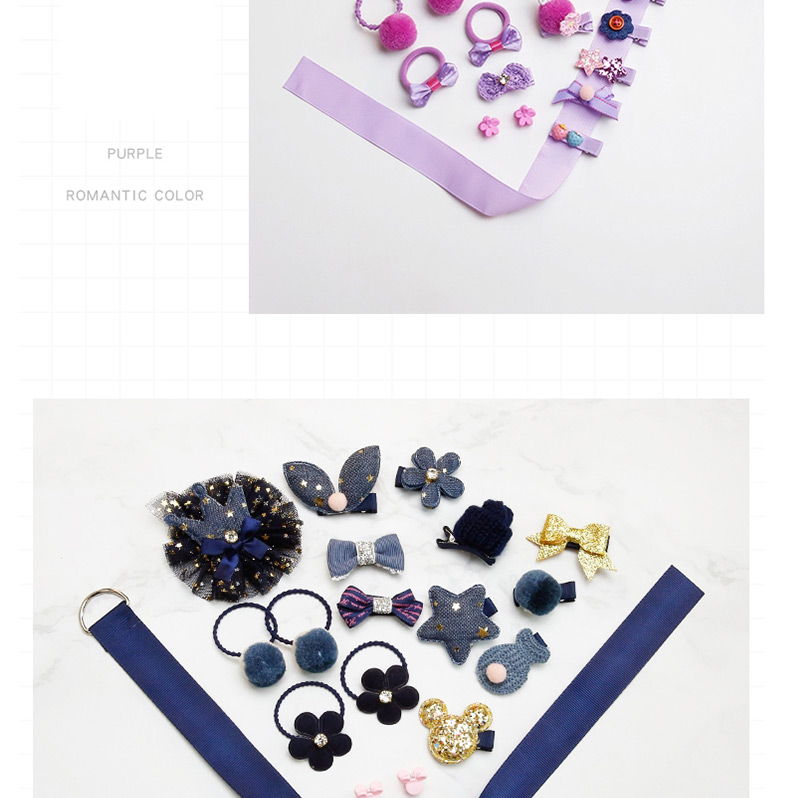 Fashion Purple Flower&bowknot Shape Decorated Baby Hair Clip (18 Pcs ),Kids Accessories
