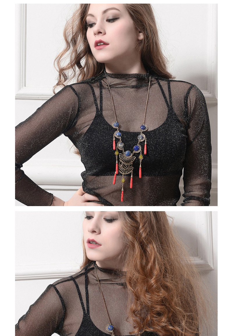 Fashion Multi-color Sector Shape Decorated Necklace,Pendants