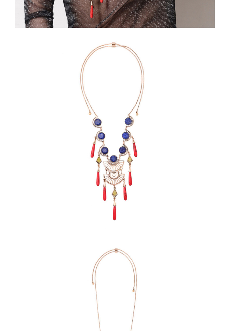 Fashion Multi-color Sector Shape Decorated Necklace,Pendants