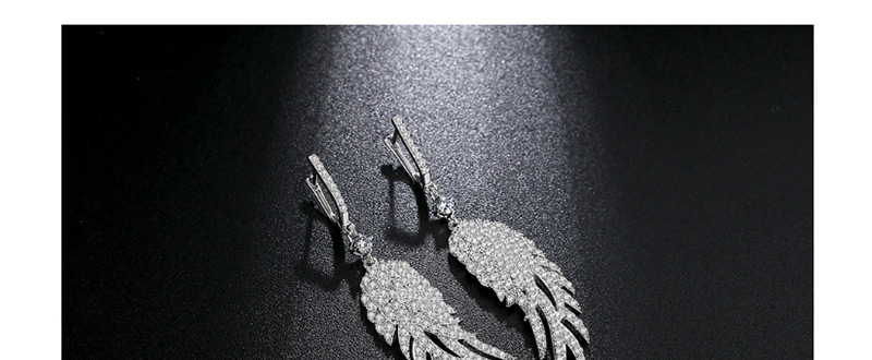 Fashion Silver Color Feather Shape Decorated Earrings,Earrings