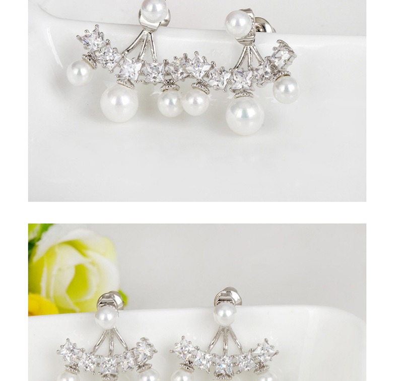 Fashion Silver Color Pearl Decorated Earrings,Earrings