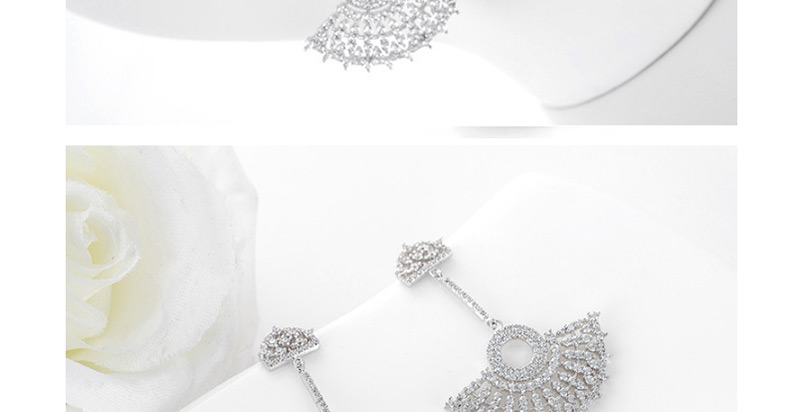 Fashion Silver Color Sector Shape Decorated Earrings,Earrings