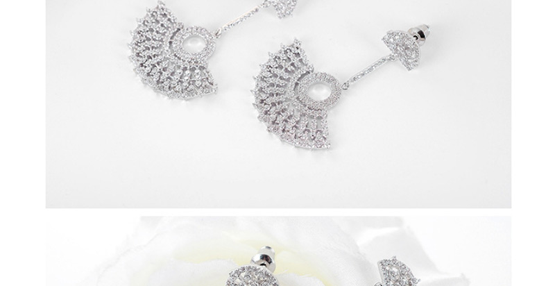 Fashion Silver Color Sector Shape Decorated Earrings,Earrings