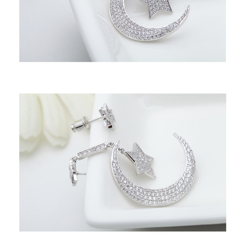 Fashion Silver Color Star&moon Shape Decorated Earrings,Earrings