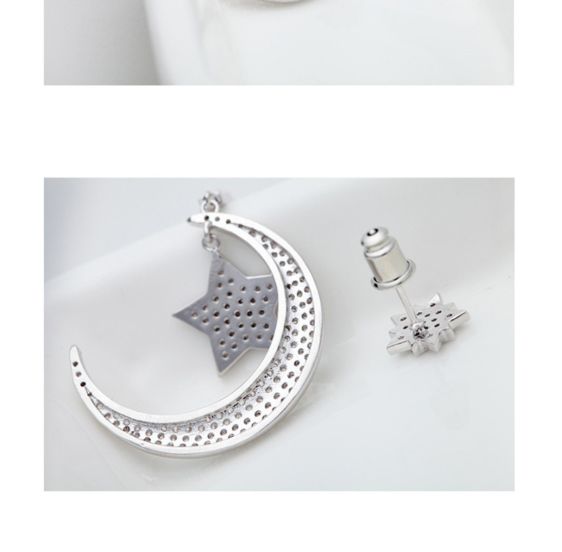 Fashion Silver Color Star&moon Shape Decorated Earrings,Earrings