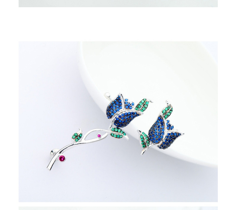 Fashion Blue Feather Shape Decorated Earrings,Earrings