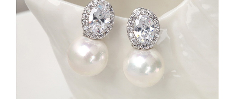 Fashion Silver Color Oval Shape Decorated Earrings,Earrings