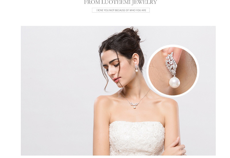 Fashion White Water Drop Shape Decorated Earrings,Earrings