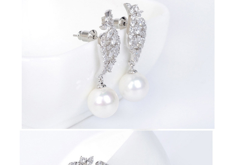 Fashion White Water Drop Shape Decorated Earrings,Earrings