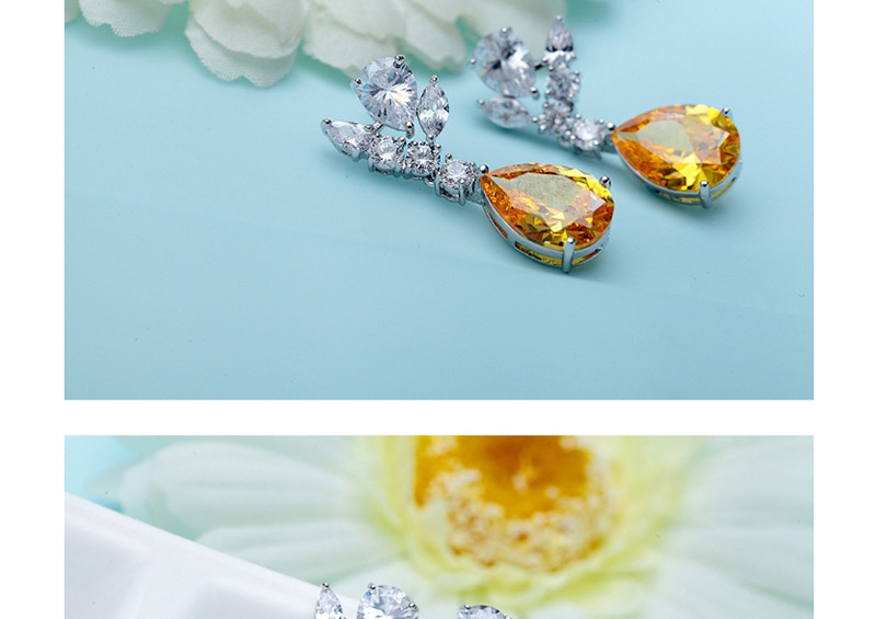 Fashion Yellow Water Drop Shape Decorated Earrings,Earrings