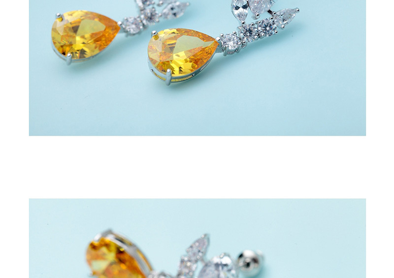 Fashion Yellow Water Drop Shape Decorated Earrings,Earrings