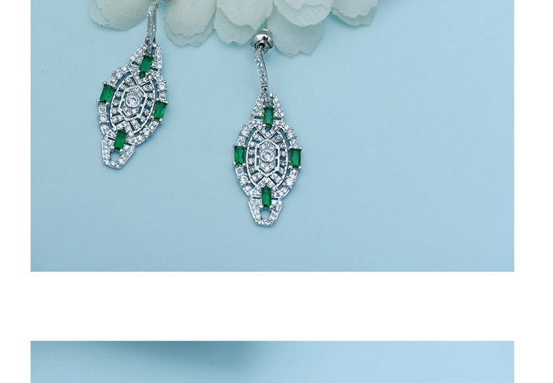 Fashion Green Geometry Shape Decorated Earrings,Earrings