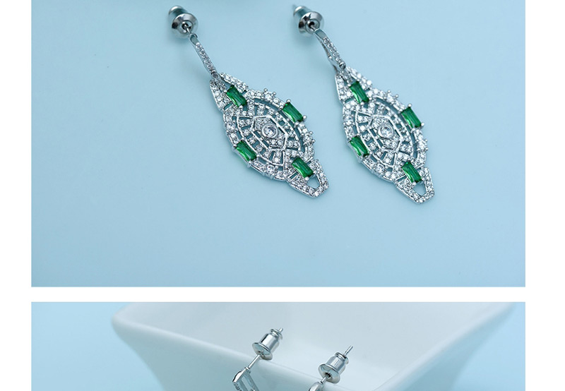 Fashion Green Geometry Shape Decorated Earrings,Earrings