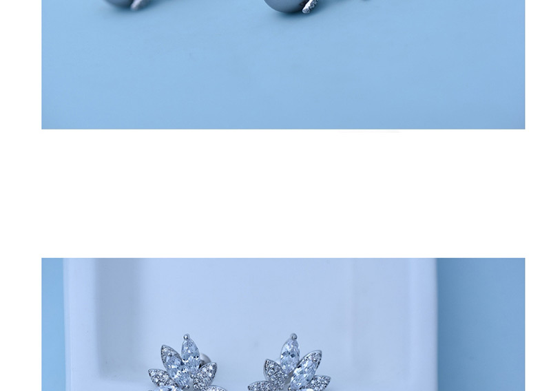 Fashion Gray+silver Color Flower Shape Decorated Earrings,Earrings