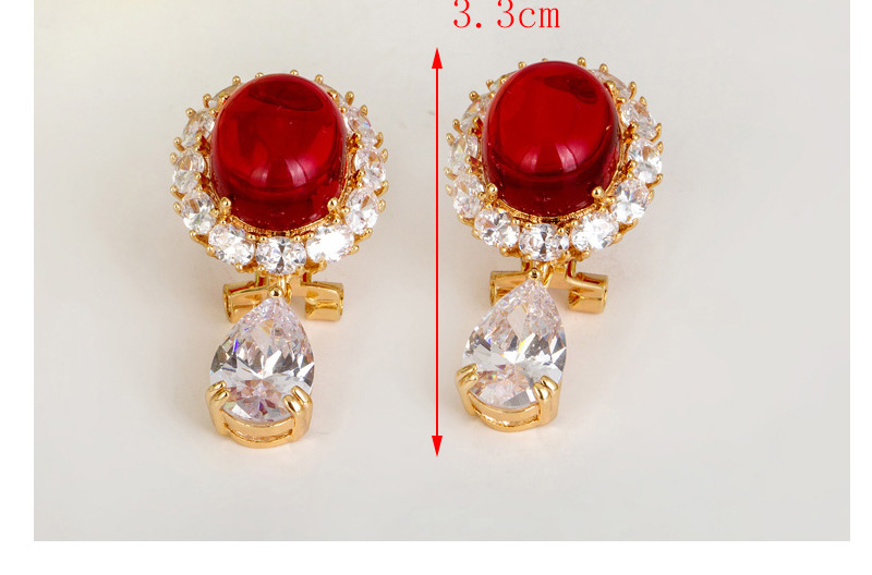 Fashion Red Water Drop Shape Decorated Earrings,Earrings