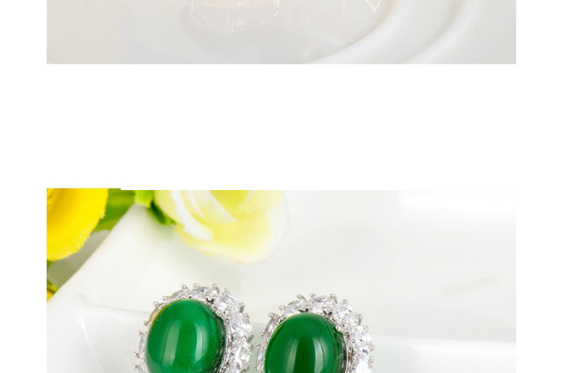 Fashion Green Water Drop Shape Decorated Earrings,Earrings