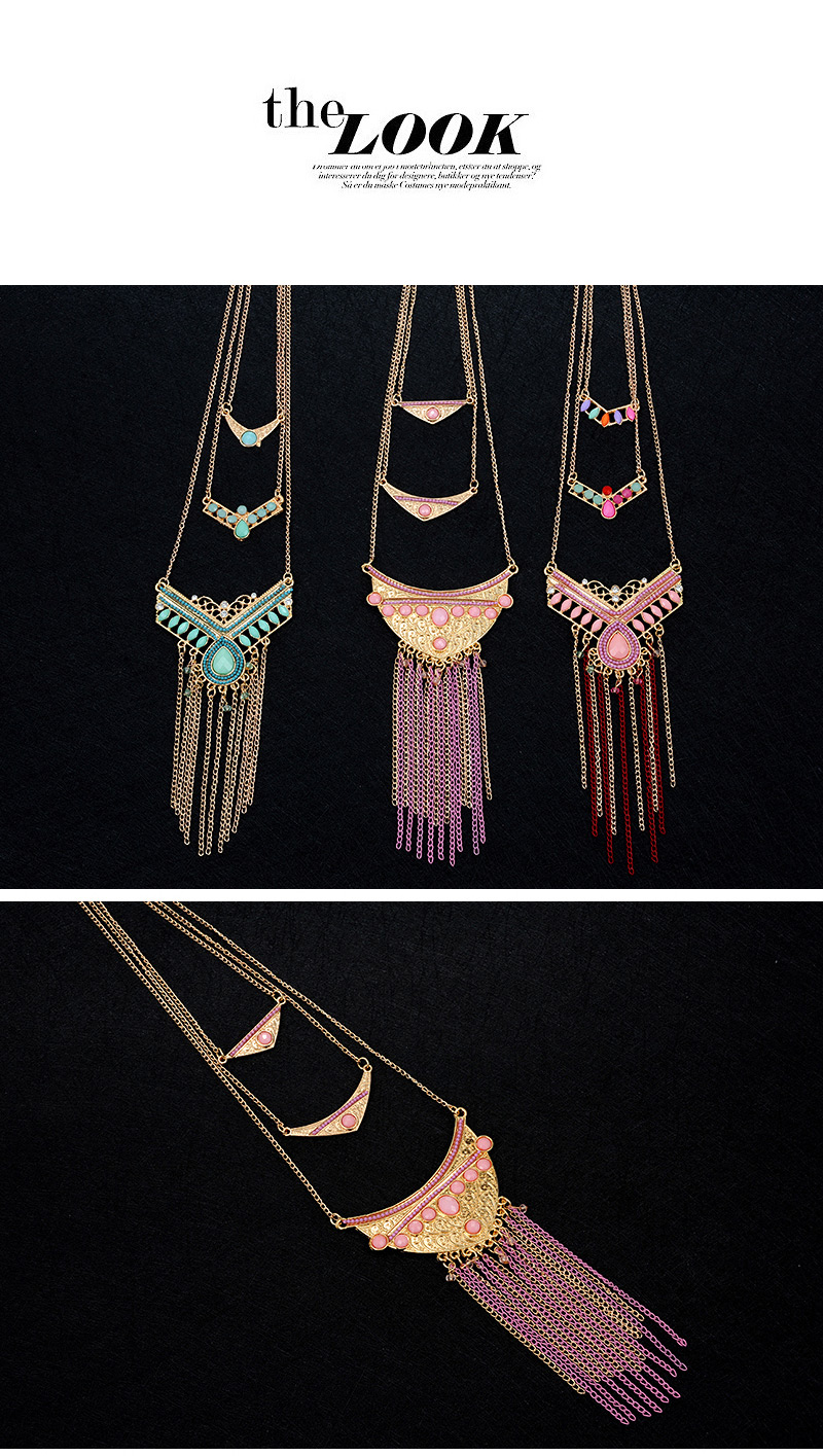 Fashion Purple Tassel Decorated Necklace,Pendants