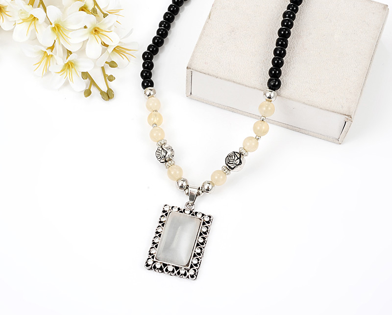 Fashion Black Square Shape Decorated Necklace,Beaded Necklaces
