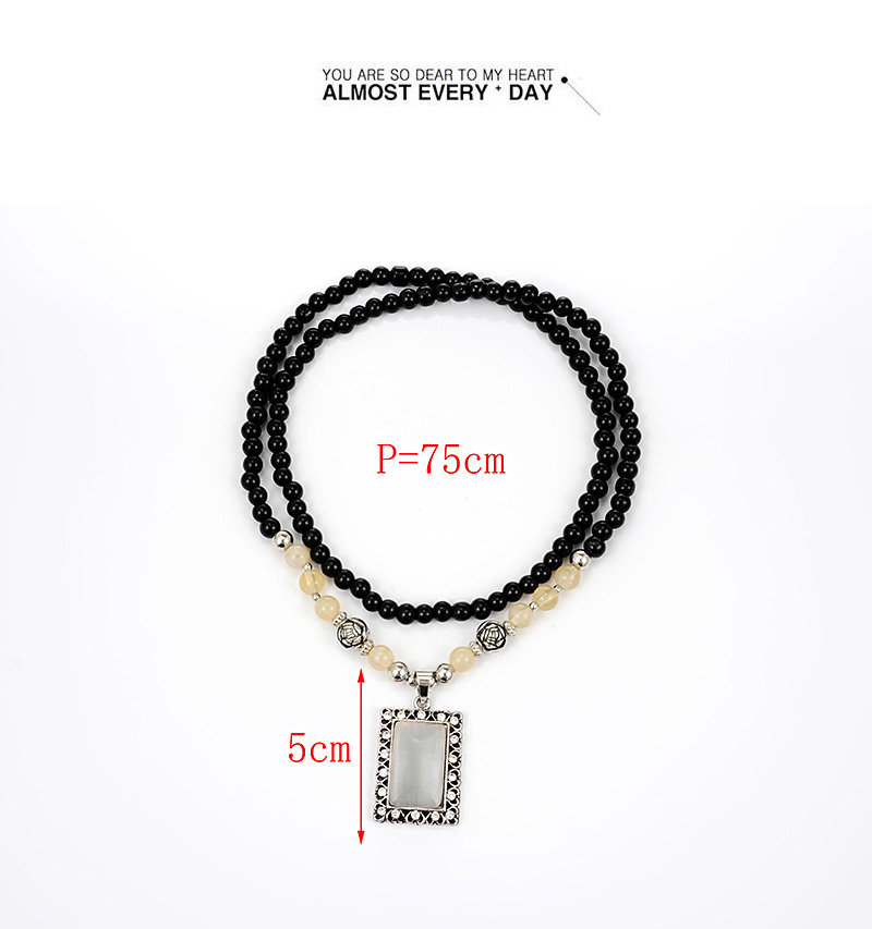 Fashion Black Square Shape Decorated Necklace,Beaded Necklaces