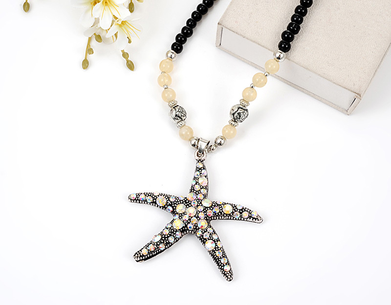 Fashion Black Star Shape Decorated Necklace,Beaded Necklaces