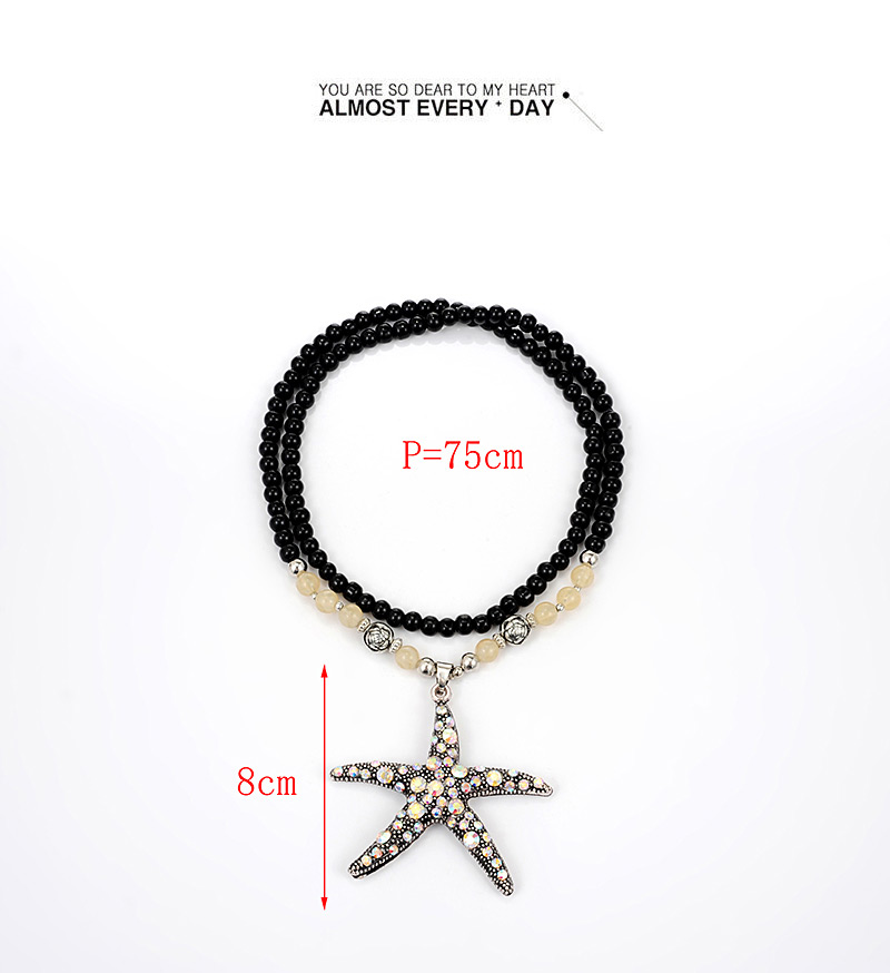 Fashion Black Star Shape Decorated Necklace,Beaded Necklaces