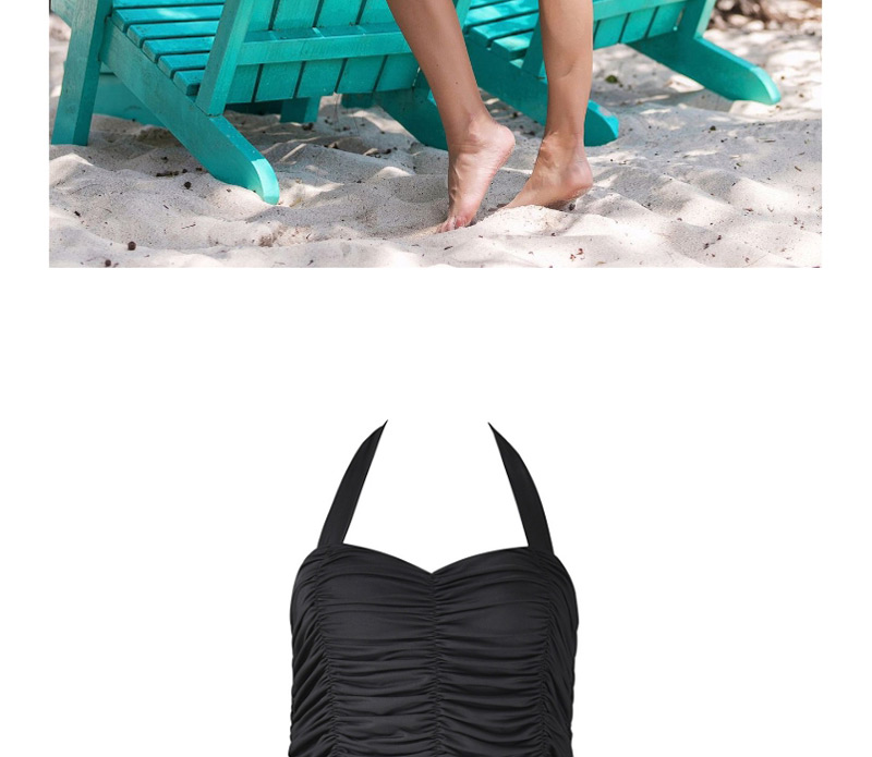 Fashion Black Pure Color Decorated Swimwear,One Pieces