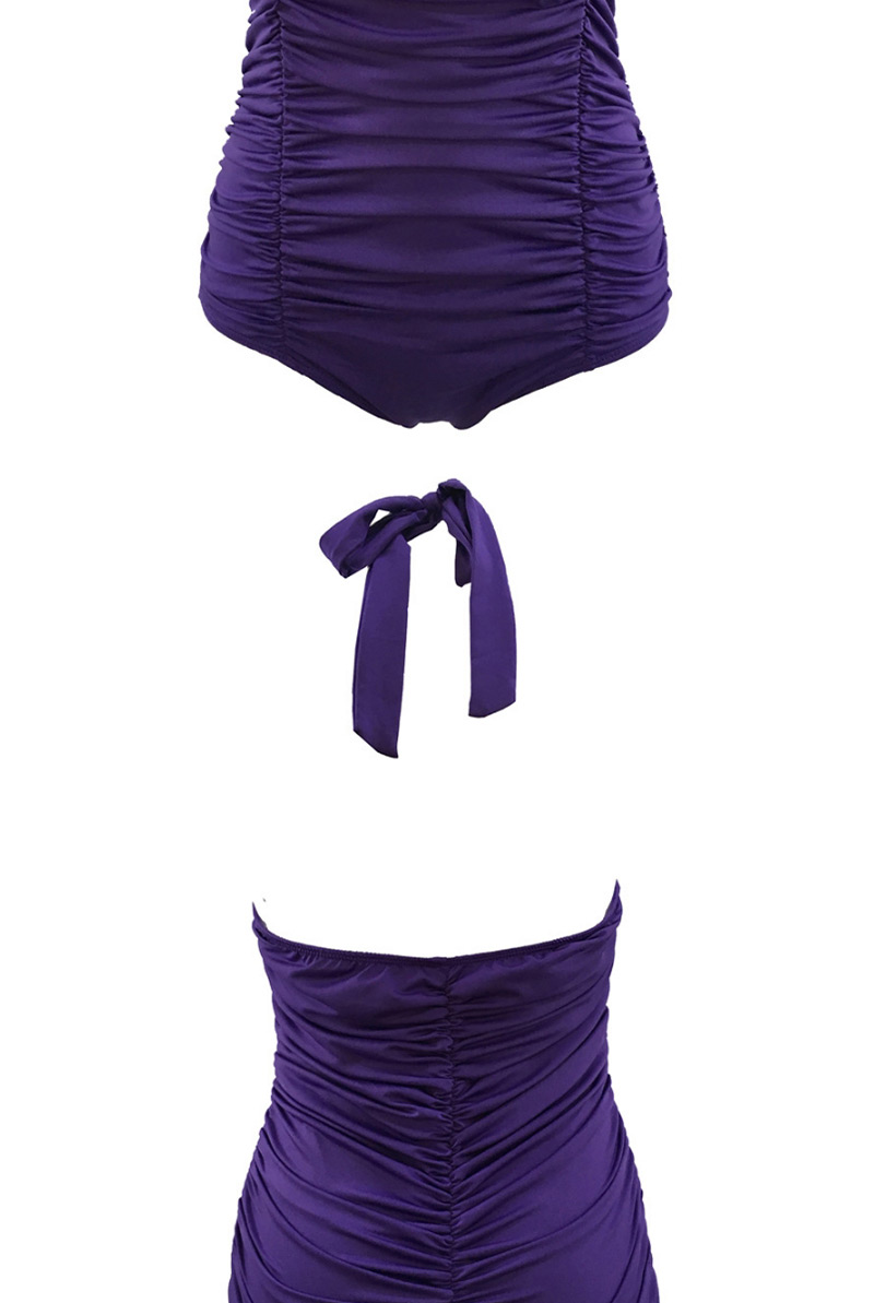 Fashion Purple Pure Color Decorated Swimwear,One Pieces