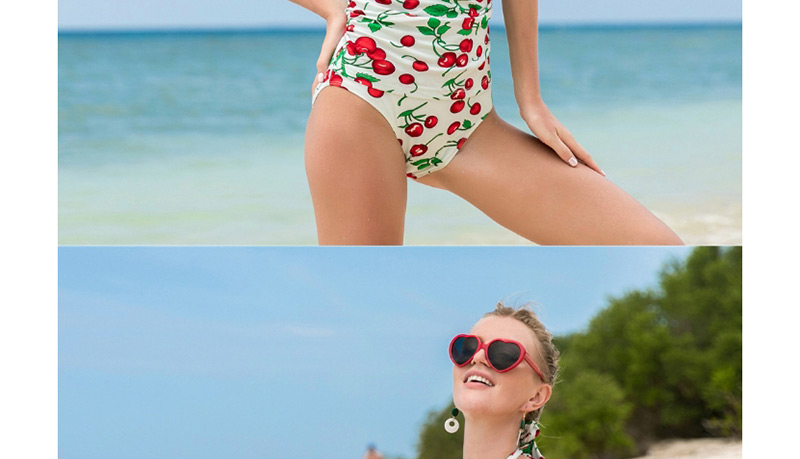 Fashion Red Cherry Pattern Decorated Swimwear,One Pieces