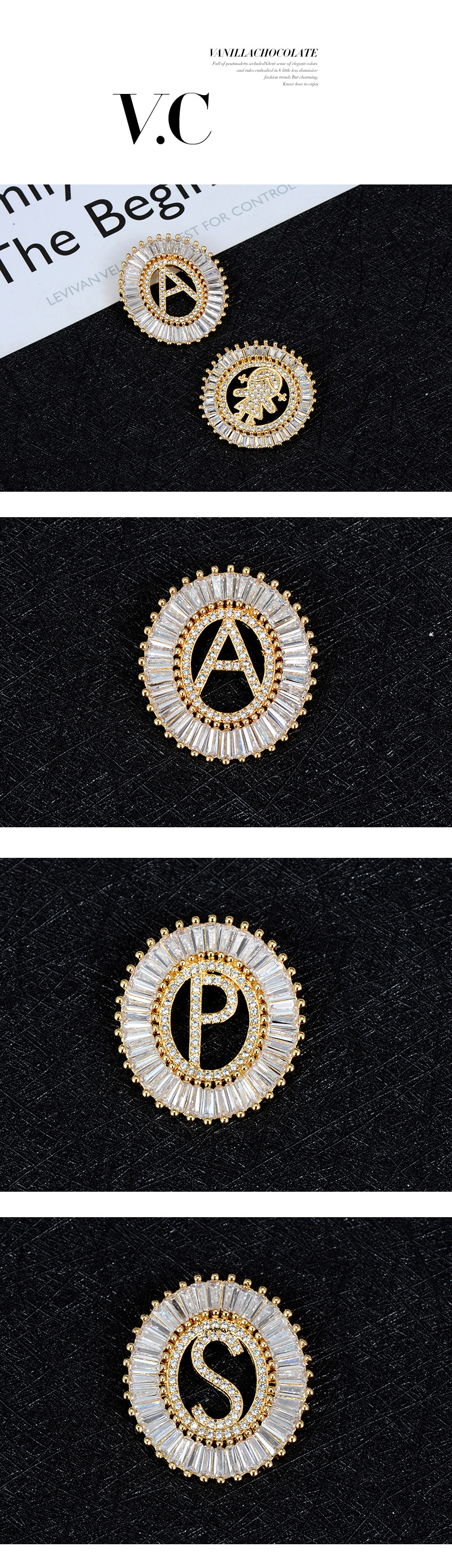 Fashion Gold Color Letter A Shape Decorated Pendant,Necklaces