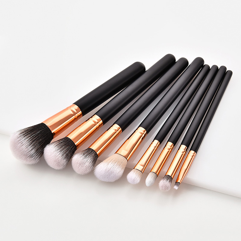 Fashion Black Round Shape Decorated Makeup Brush( 8 Pcs ),Beauty tools