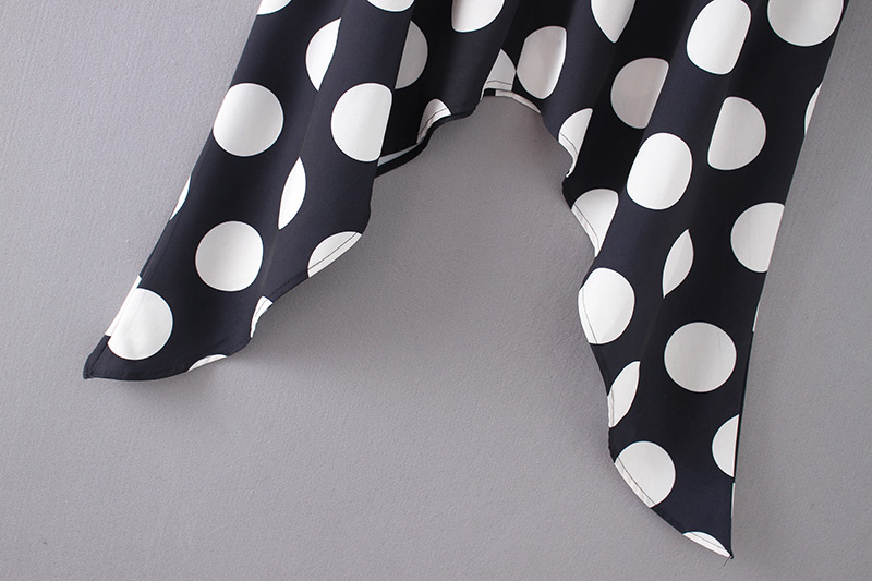 Fashion White+black Spot Pattern Decorated Dress,Long Dress