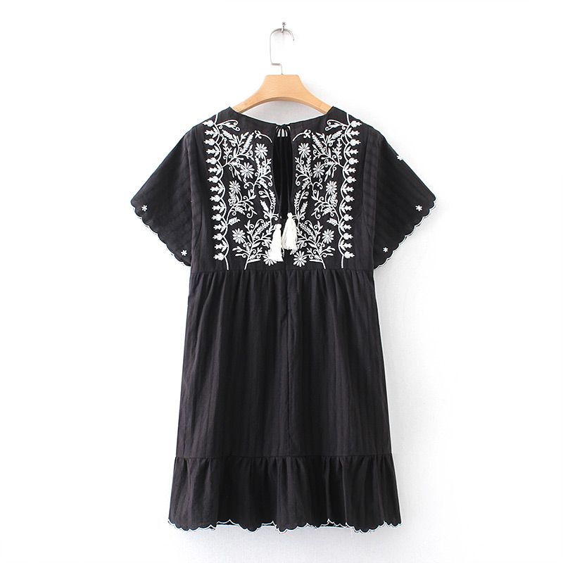 Fashion Black Flower Pattern Decorated Dress,Long Dress
