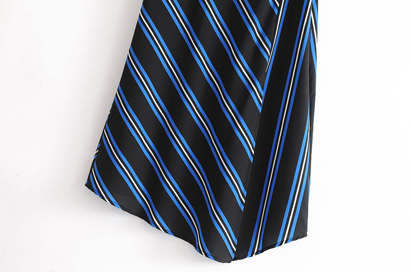 Fashion Black+blue Stripe Pattern Decorated Skirt,Skirts