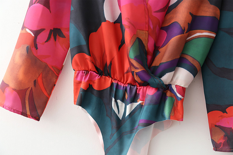Fashion Multi-color Flower Pattern Decorated Jumpsuit,Pants