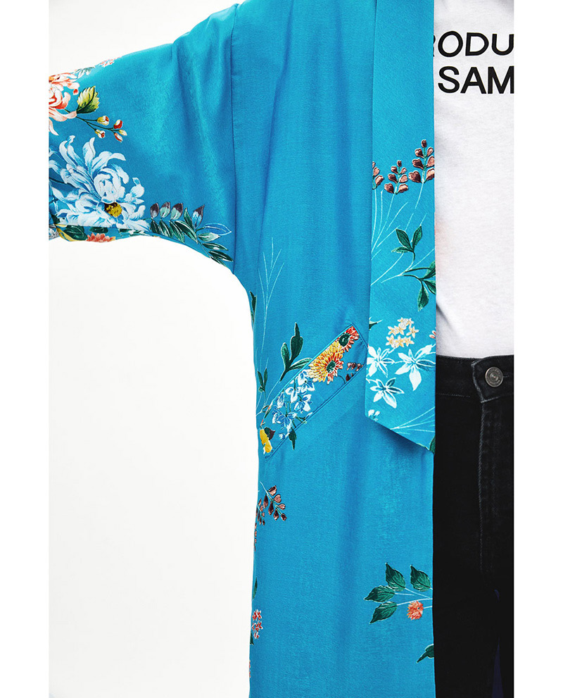 Fashion Blue Flower Pattern Decorated Coat,Sunscreen Shirts