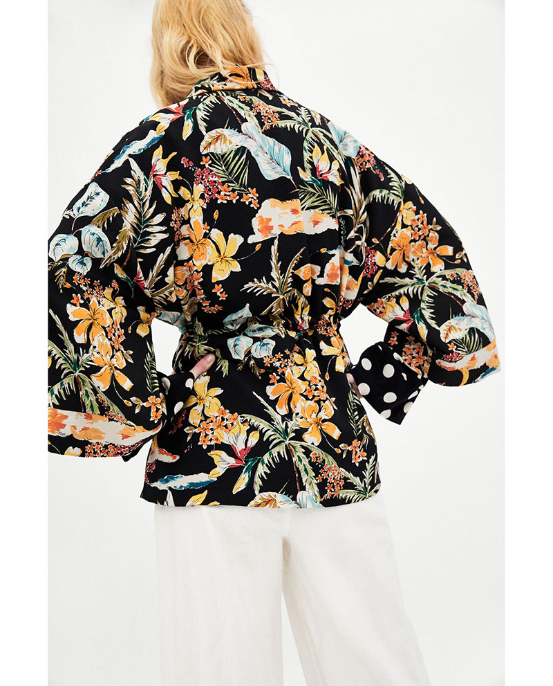 Fashion Black Flower Pattern Decorated Coat,Sunscreen Shirts